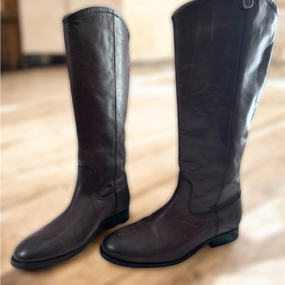 FRYE size 9 MELISSA button 2 / Brown Leather Riding Boots